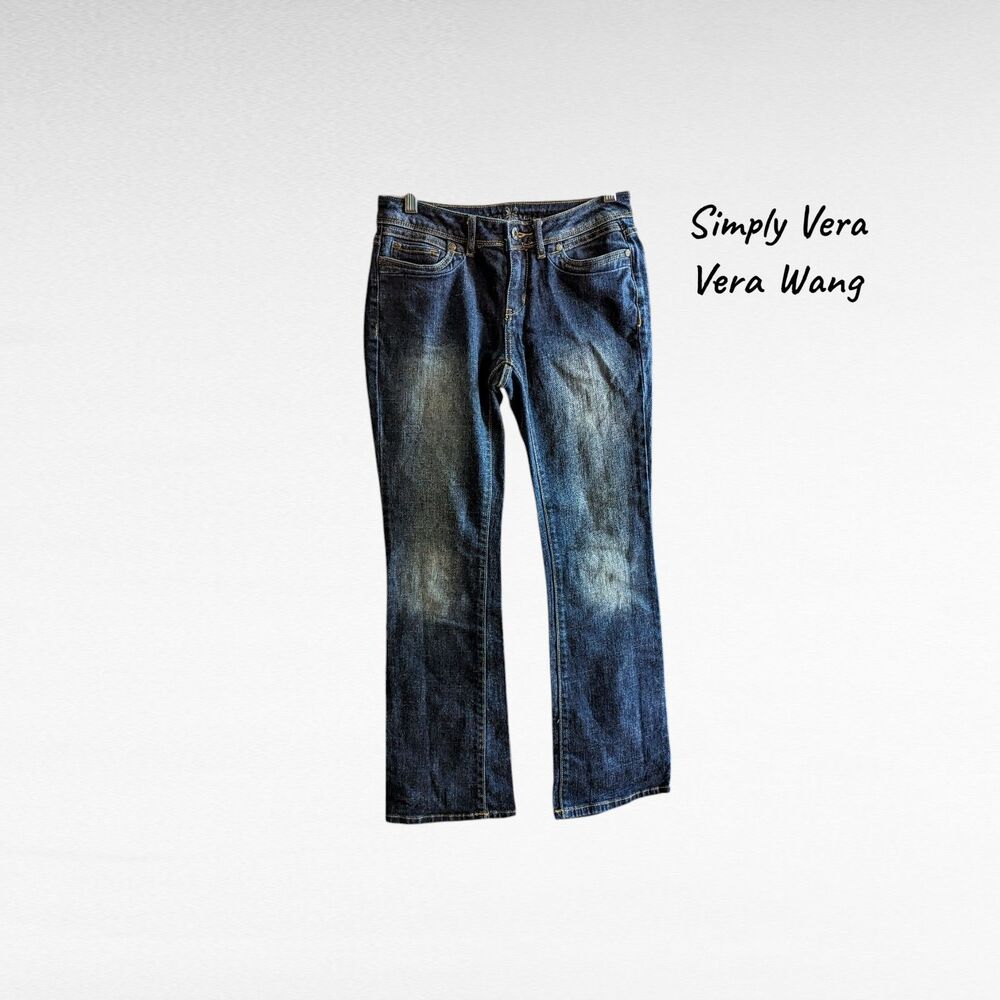 Simply Vera Vera Wang 2P Petite Bootcut Jeans Dark Wash Stretch Denim